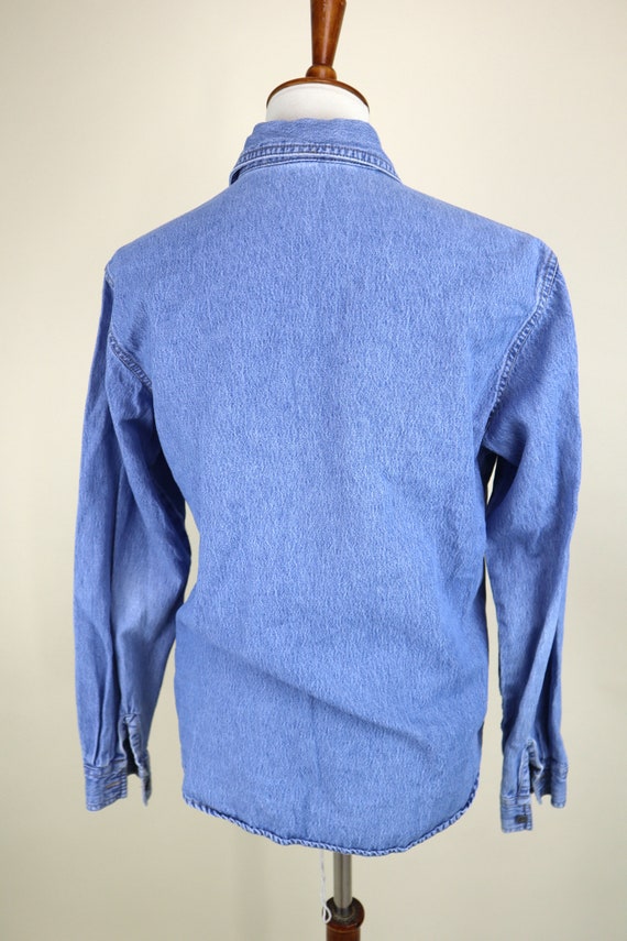 Vintage Sky Blue Denim Shirt / 90's grunge Light … - image 6