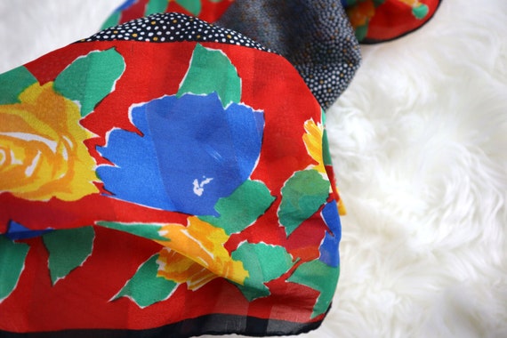 70's 80's Vintage Primary Color Folksy Fun Floral… - image 10