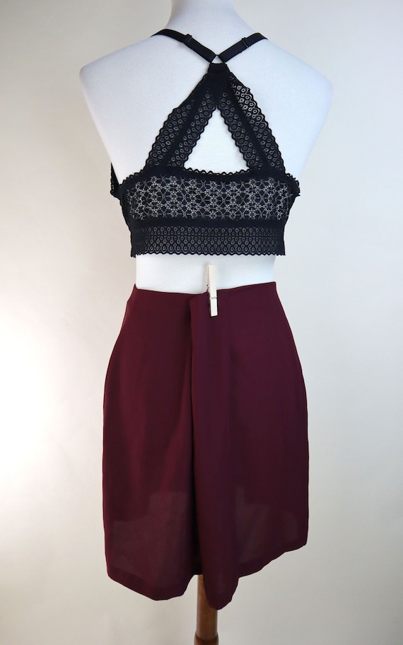 90's Maroon Red Pleated Mini Skirt / Posh Sheer G… - image 4