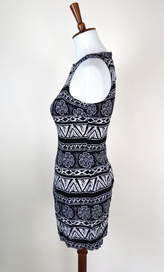 90's Geometric Mini Wiggle Dress / Tight Fitted B… - image 5