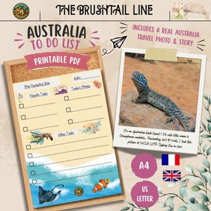 Australia To Do List Printable PDF | Daily Planner | Polaroid Travel Story | Cute Australian Wildlife | A4 US Letter | Instant Download