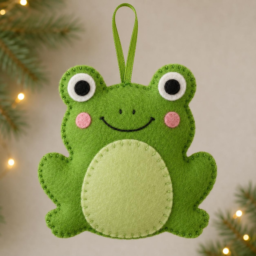 Printable Felt Frog Pattern PDF | Cute Frog Ornament & Bag Charm Sewing ...