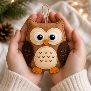 Felt Owl Ornament Sewing Pattern PDF | DIY Woodland Owl Plush Template | Beginner Hand Sewing Craft | Printable Christmas Ornament Pattern
