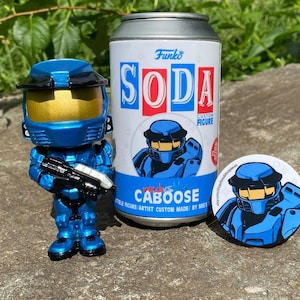 Custom Red Vs Blue Caboose Soda Pop Figure RvB Master Chief Halo