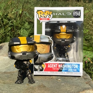 Benutzerdefinierte Red Vs Blue Geheimagent Washington Halo Pop Figur RvB Master Chief Halo