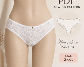 Brazilian Panties PDF Sewing Pattern | Lace Lingerie Pattern | A4 Printable | Sizes S–XL