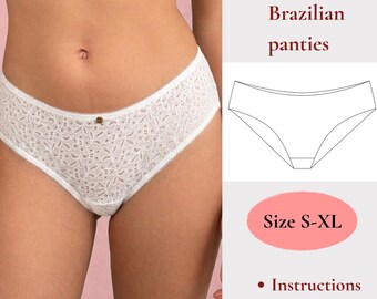Brazilian Panties PDF Sewing Pattern | Lace Lingerie Pattern | A4 Printable | Sizes S–XL