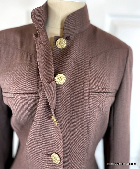 Vintage Emanuel Ungaro Wool Jacket Skirt Suit M W… - image 6