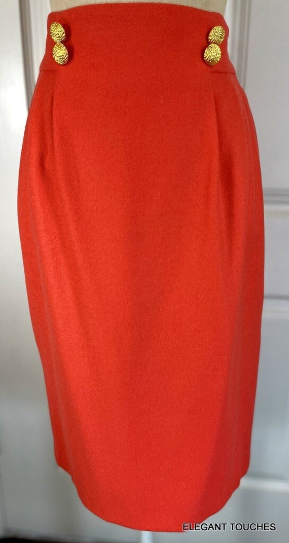 Vintage Laurel by Escada Red Wool Pencil Skirt Siz