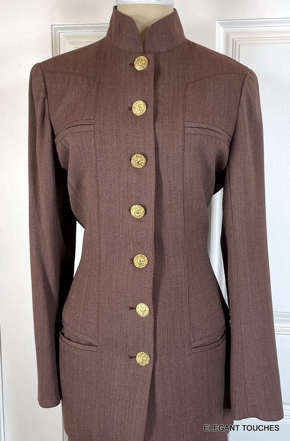 Vintage Emanuel Ungaro Wool Jacket Skirt Suit M W… - image 2