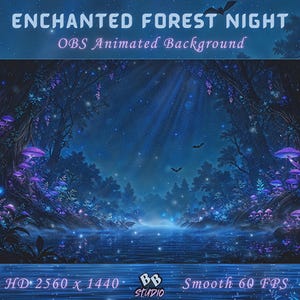 OBS Animated Background enchanted forest | Seamless Loop Stream Background | Firefly Particles | Glowing Mushrooms | VTuber Overlay 4K