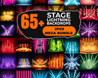 69 Concert Stage Lighting Backgrounds, Neon Laser Effects, DJ Music Event (Digital Download)