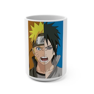 Split Face Anime Naruto Mug | Half Blonde Half Dark Character Illustration