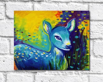 Original Colorful Fawn Painting