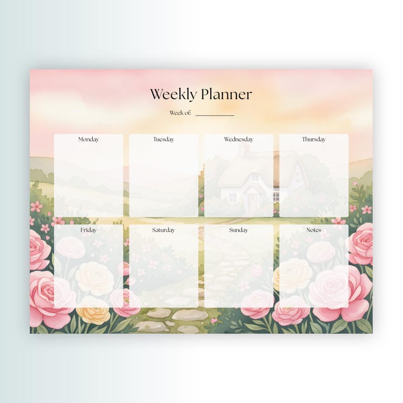 Printable Weekly Planner Floral Cottagecore | US Letter & A4 | Digital ...