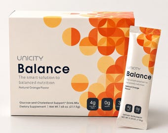 Unicity Balance Orange Fiber Drink Mix: Glucose, Cholesterol Support (Pack of 20)