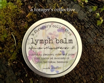 lymph balm , violet tallow , herbal salve , wildcrafted botanical , artisan handmade