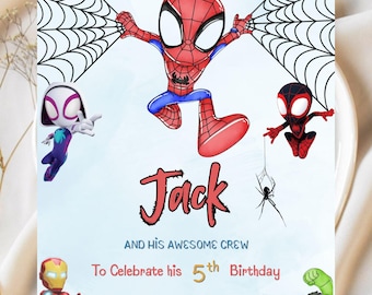 Invito di compleanno a tema Spiderman e amici (download digitale modificabile)