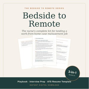 Bedside to Remote Nurse Career Bundle | Remote Case Management Playbook + Interview Prep + ATS Resume Template | RN Work From Home Kit