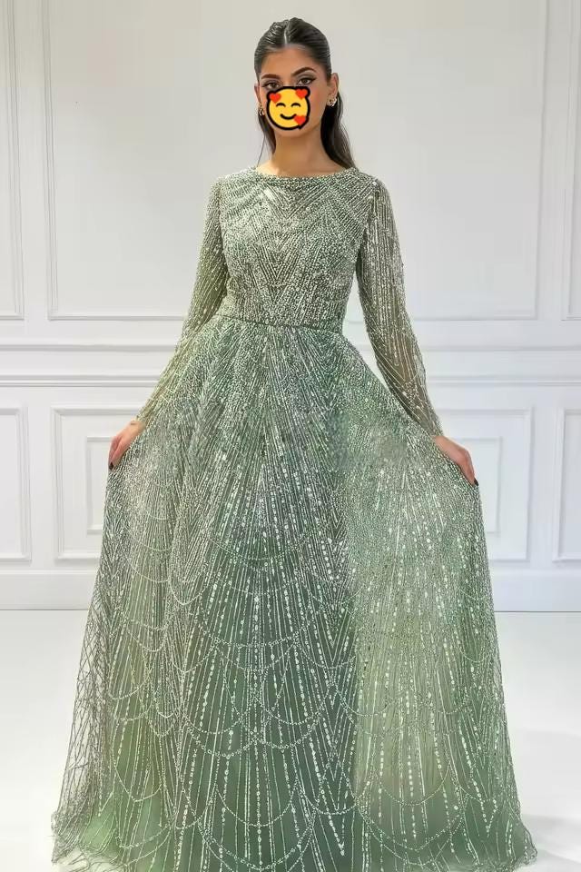 Long Green Sequin Dress - Etsy
