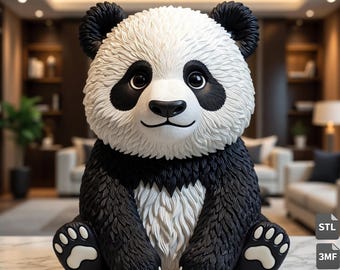Archivo STL y 3MF de oso panda realista para impresión 3D – Descarga de estatua de fauna salvaje