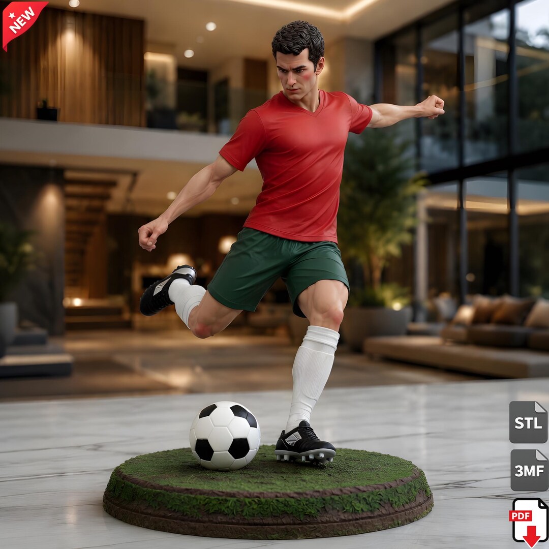 Stl File Sports Soccer Player STL & 3MF File, Football Athlete 3D Model for Printing ...