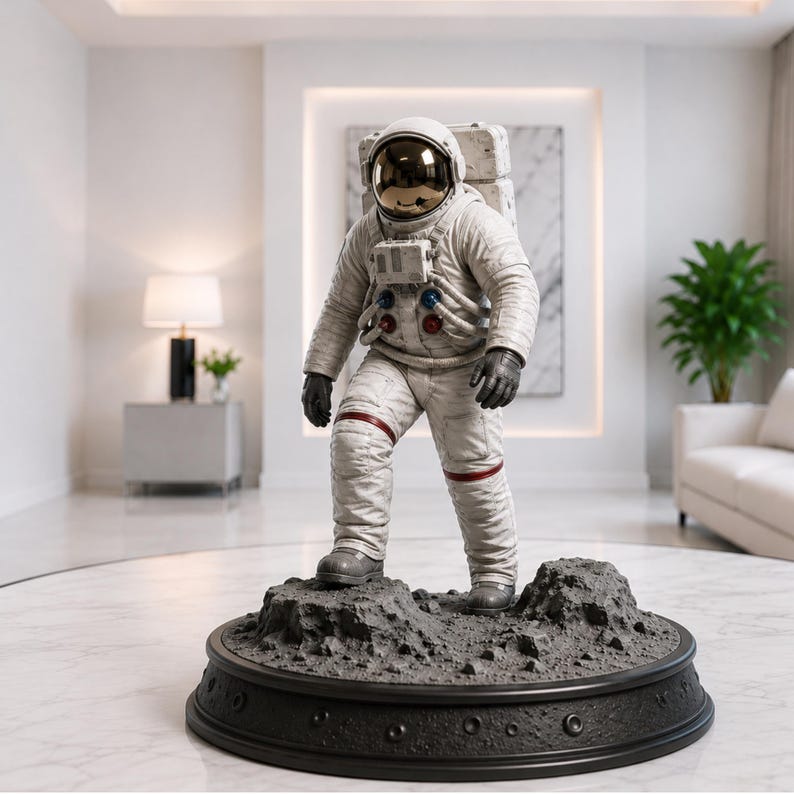 Realistic Astronaut STL & 3MF File, Moon Explorer on Lunar Base, 3D ...