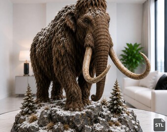 Mamut lanudo realista (archivos STL y 3MF), estatua gigante prehistórica, modelo 3D de alta calidad para impresión, descarga digital.