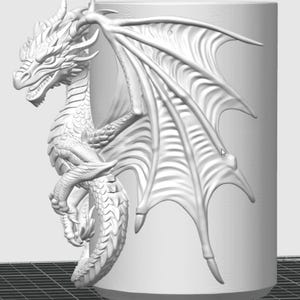 Dark fantasy dragon drink can sleeve designed for 3D printing with intricate dragon scales, sculpted details and a dramatic medieval fantasy appearance