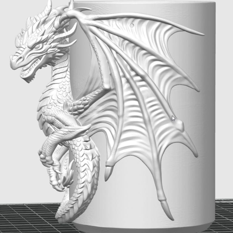 Dark fantasy dragon drink can sleeve designed for 3D printing with intricate dragon scales, sculpted details and a dramatic medieval fantasy appearance