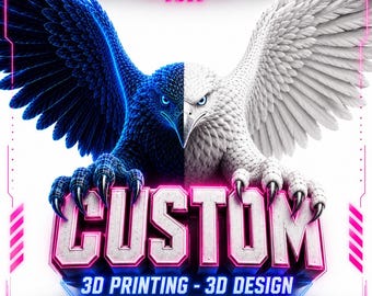 Servicio de diseño 3D personalizado, modelado 3D a medida para personajes, criaturas y productos, formatos STL, 3MF, OBJ, descarga digital.