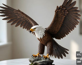 Realistic Eagle STL & 3MF File for 3D Printing – Majestic Wildlife Bird Statue Download