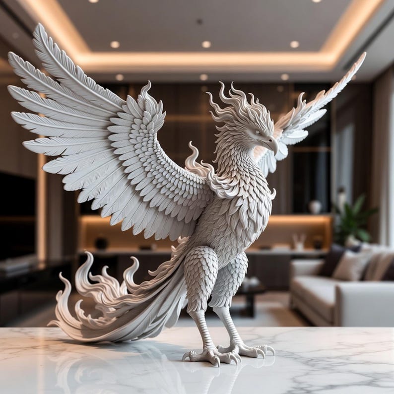 Printable phoenix STL and 3MF files designed for high quality resin and FDM 3D printing
