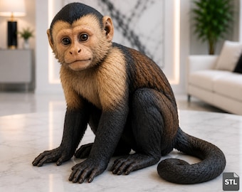 Realistic Capuchin Monkey STL & 3MF | Resin Print File | Monkey 3D Model | Digital Download | High Detail Wildlife Sculpture