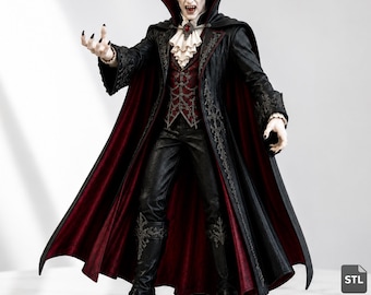 Estatua de vampiro realista en formato STL y 3MF (descarga digital), figura de terror gótico para impresión 3D en resina, artículo de colección de fantasía oscura.
