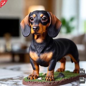Dachshund STL | Realistic Sausage Dog Miniature for 3D Printing | STL & 3MF Files | Digital Download