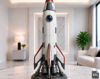 Cohete espacial realista en formato STL y 3MF, modelo de exhibición de vehículo de lanzamiento, modelo de impresión 3D de alta calidad, descarga digital.