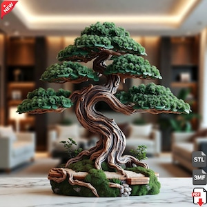 Lyxigt bonsaiträd STL- och 3MF-fil för 3D-utskrift – Zen Home Decor-nedladdning