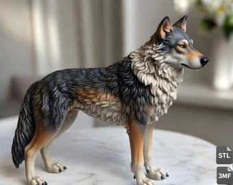 Realistic Wolf STL & 3MF File, Animal 3D Model for Printing, Printable Wolf Figurine, Instant Download