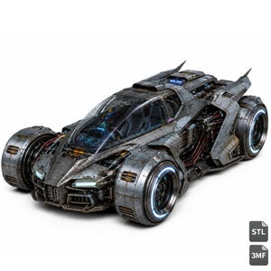 Realistisk sci-fi-bil STL- och 3MF-fil, futuristiskt konceptfordon, högdetaljig 3D-utskriftsmodell, digital nedladdning