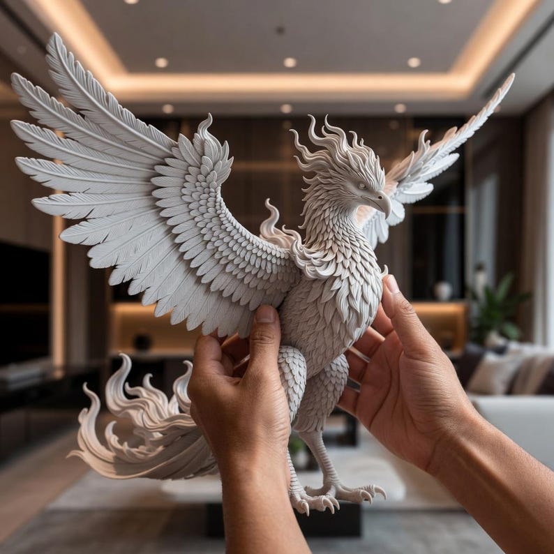 Fantasy phoenix resin print model designed for collectors tabletop displays and decorative showcases
