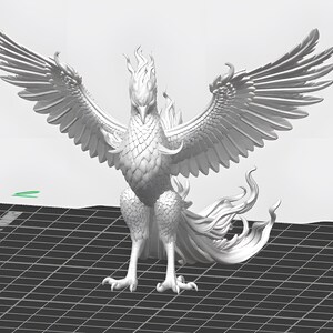 Printable mythical bird figurine with flowing tail feathers and premium collectible fantasy design