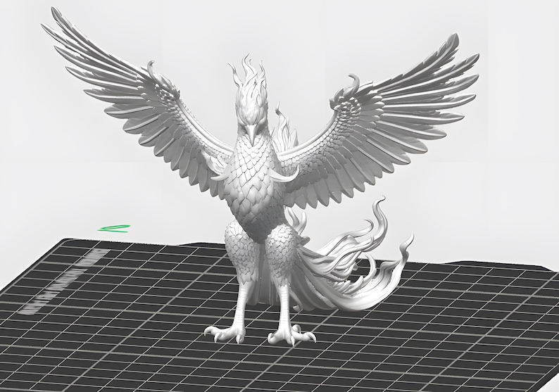 Printable mythical bird figurine with flowing tail feathers and premium collectible fantasy design