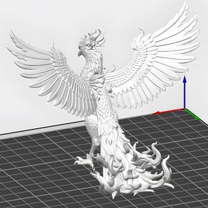Highly detailed phoenix STL file optimized for resin printing with realistic feather textures