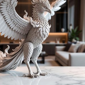 Phoenix collectible statue with elegant flame details and premium fantasy resin appearance