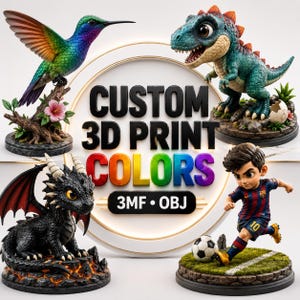 Custom Full Color 3D Print Files | Personalized 3MF & OBJ Models | Multicolor Printable Designs Digital Download