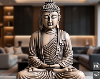 Descarga del archivo STL y 3MF de Buda meditando para impresión 3D: estatua zen de paz.