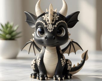 Archivo STL y 3MF de Bebé Dragón, Modelo 3D Kawaii de Fantasía, Figura Imprimible Adorable, Descarga Instantánea