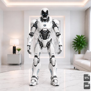 Robot humanoïde réaliste (fichiers STL et 3MF), statue d'androïde futuriste, modèle 3D haute définition à imprimer, téléchargement numérique