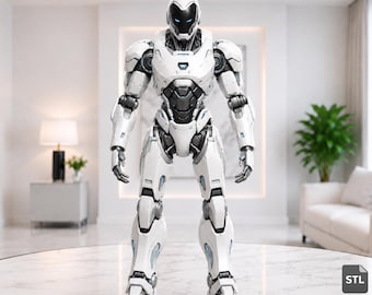 Robot humanoide realista (archivos STL y 3MF), estatua androide futurista, modelo 3D de alta calidad para impresión, descarga digital.